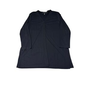 Josephine Chaus Womens Medium Black V-Neck Long Sleeve Tunic Top Rayon Blend